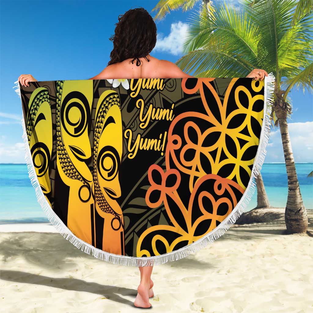 Personalised Vanuatu Independence Day Beach Blanket Carving Drum Sand Drawing Turtle