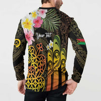 Personalised Vanuatu Independence Day Button Sweatshirt Carving Drum Sand Drawing Turtle