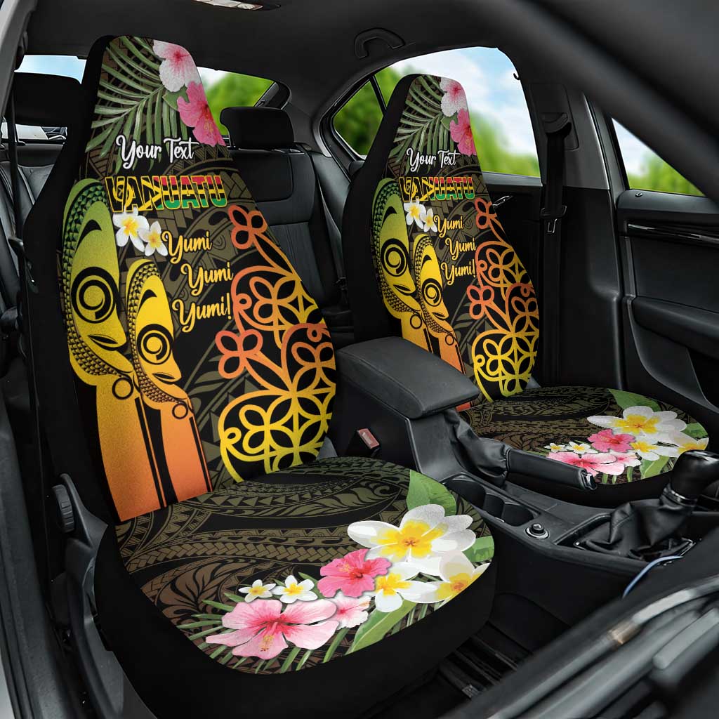 Personalised Vanuatu Independence Day Car Seat Cover Carving Drum Sand Drawing Turtle