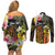 Personalised Vanuatu Independence Day Couples Matching Off Shoulder Short Dress and Long Sleeve Button Shirt Carving Drum Sand Drawing Turtle