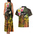 Personalised Vanuatu Independence Day Couples Matching Tank Maxi Dress and Hawaiian Shirt Carving Drum Sand Drawing Turtle