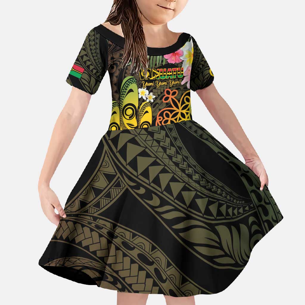 Personalised Vanuatu Independence Day Family Matching Mermaid Dress and Hawaiian Shirt Carving Drum Sand Drawing Turtle