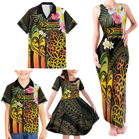 Personalised Vanuatu Independence Day Family Matching Tank Maxi Dress and Hawaiian Shirt Carving Drum Sand Drawing Turtle