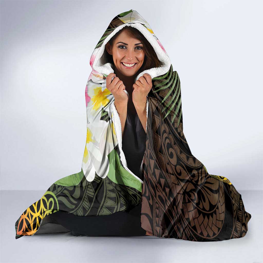 Personalised Vanuatu Independence Day Hooded Blanket Carving Drum Sand Drawing Turtle