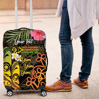 Personalised Vanuatu Independence Day Luggage Cover Carving Drum Sand Drawing Turtle LT14 Black - Polynesian Pride