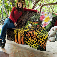 Personalised Vanuatu Independence Day Quilt Carving Drum Sand Drawing Turtle