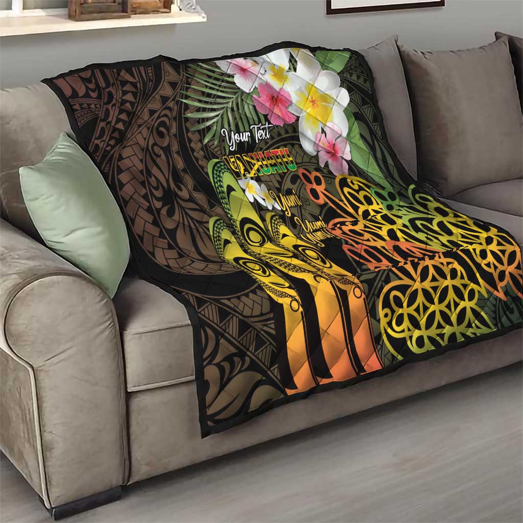 Personalised Vanuatu Independence Day Quilt Carving Drum Sand Drawing Turtle