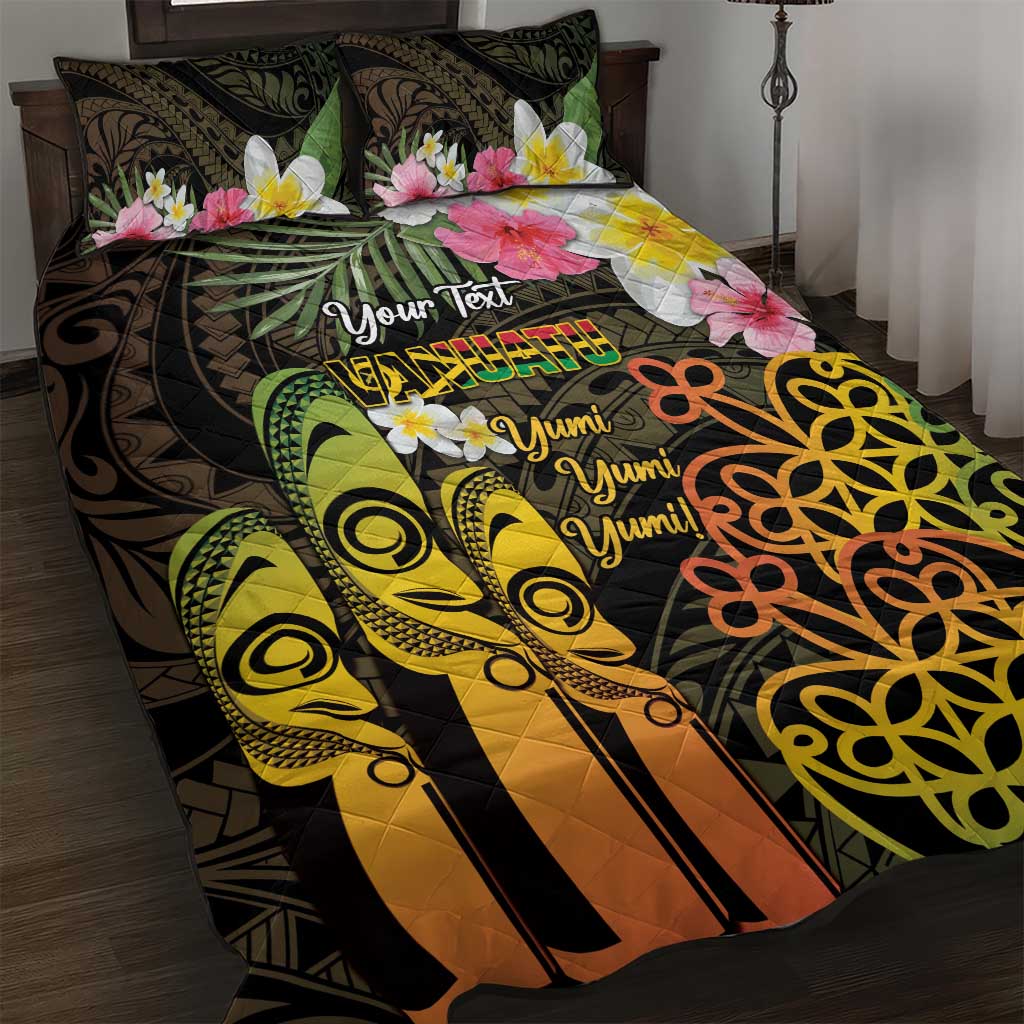 Personalised Vanuatu Independence Day Quilt Bed Set Carving Drum Sand Drawing Turtle