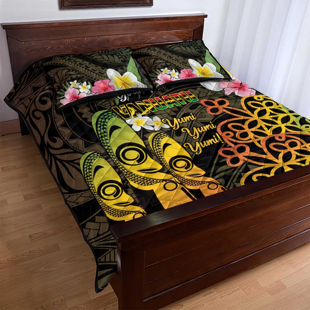 Personalised Vanuatu Independence Day Quilt Bed Set Carving Drum Sand Drawing Turtle