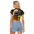 Personalised Vanuatu Independence Day Raglan Cropped T Shirt Carving Drum Sand Drawing Turtle