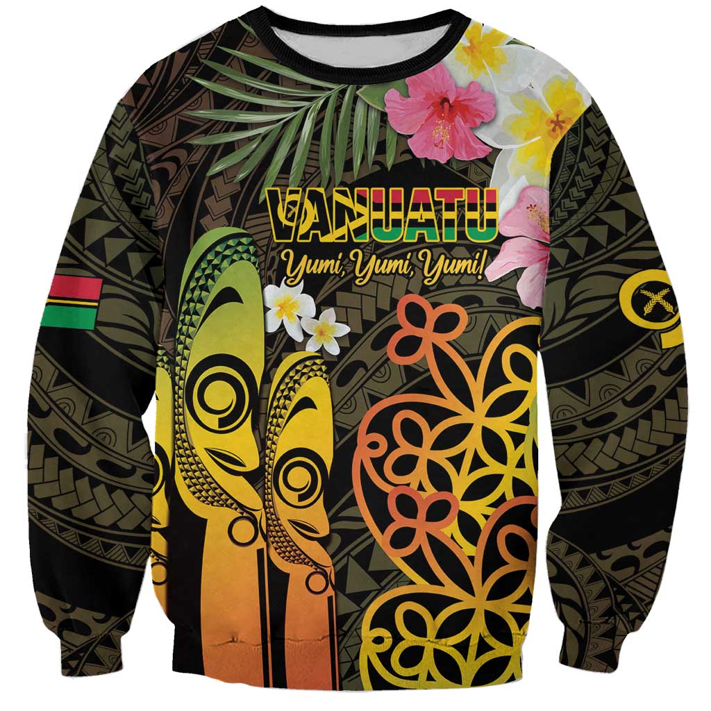 Personalised Vanuatu Independence Day Sweatshirt Carving Drum Sand Drawing Turtle