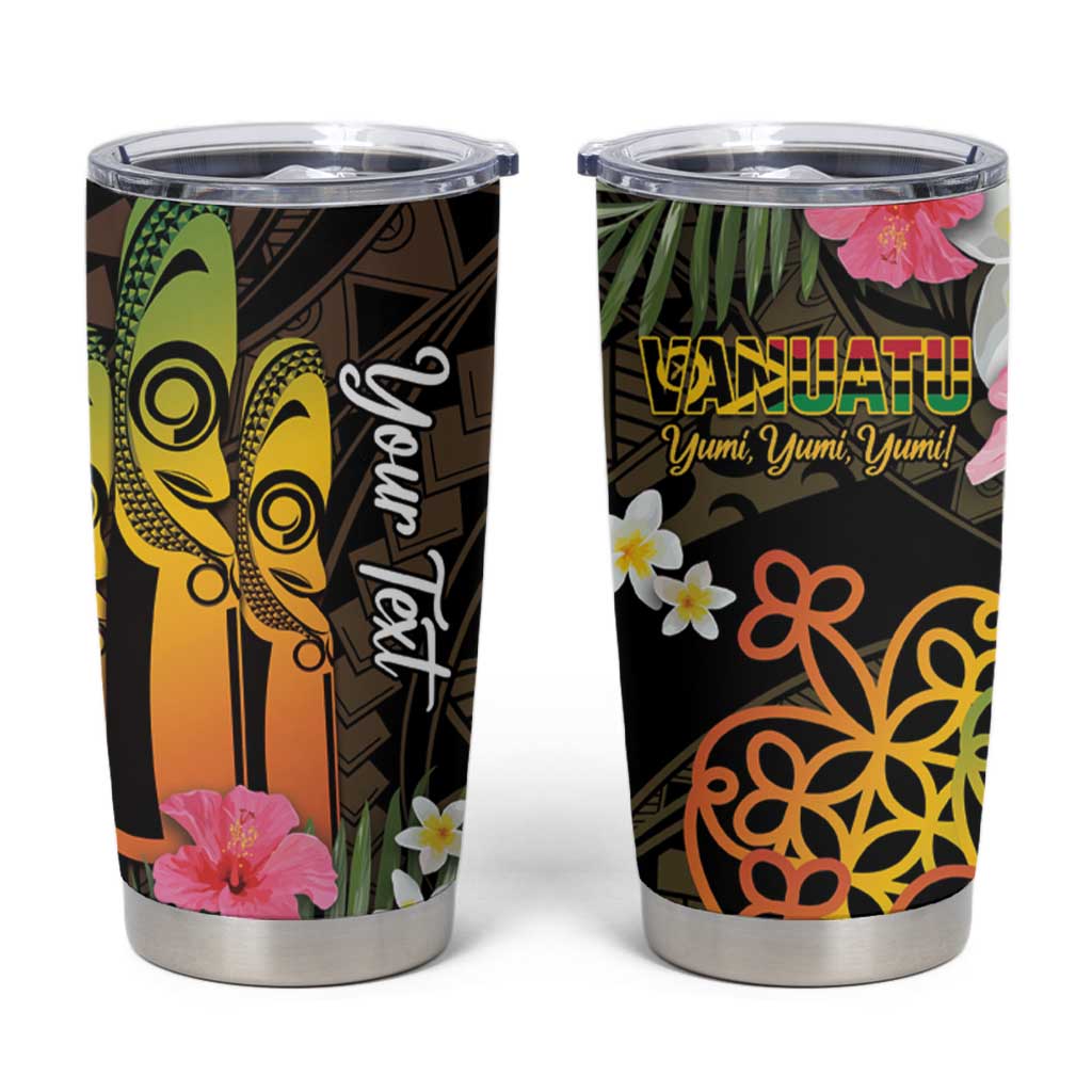 Personalised Vanuatu Independence Day Tumbler Cup Carving Drum Sand Drawing Turtle