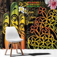 Personalised Vanuatu Independence Day Window Curtain Carving Drum Sand Drawing Turtle