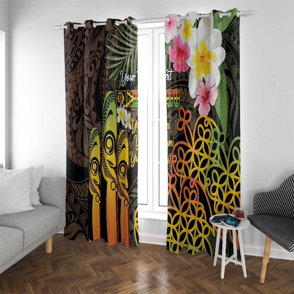 Personalised Vanuatu Independence Day Window Curtain Carving Drum Sand Drawing Turtle