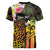 Personalised Vanuatu Independence Day Women V-Neck T-Shirt Carving Drum Sand Drawing Turtle