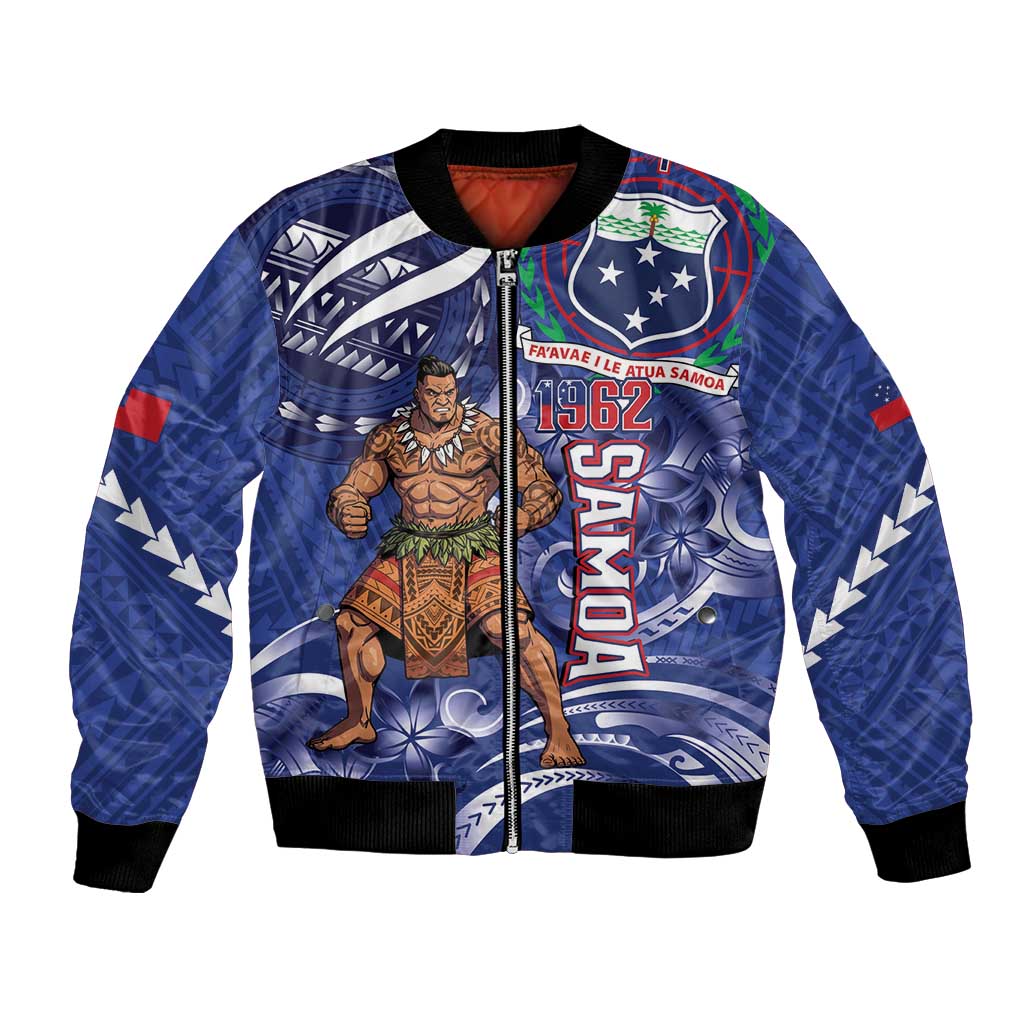 Samoa Independence Day Bomber Jacket 1962 Proud Samoan Warrior LT14 Unisex Blue - Polynesian Pride