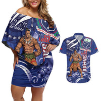 Samoa Independence Day Couples Matching Off Shoulder Short Dress and Hawaiian Shirt 1962 Proud Samoan Warrior