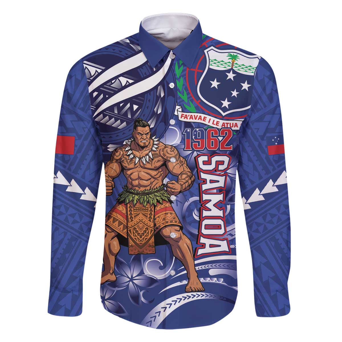 Samoa Independence Day Family Matching Off The Shoulder Long Sleeve Dress and Hawaiian Shirt 1962 Proud Samoan Warrior