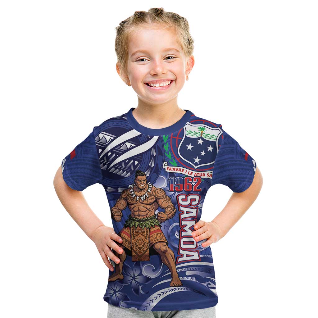 Samoa Independence Day Kid T Shirt 1962 Proud Samoan Warrior LT14 Blue - Polynesian Pride