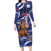 Samoa Independence Day Long Sleeve Bodycon Dress 1962 Proud Samoan Warrior
