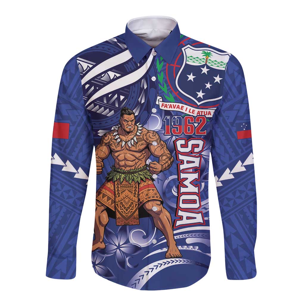 Samoa Independence Day Long Sleeve Button Shirt 1962 Proud Samoan Warrior