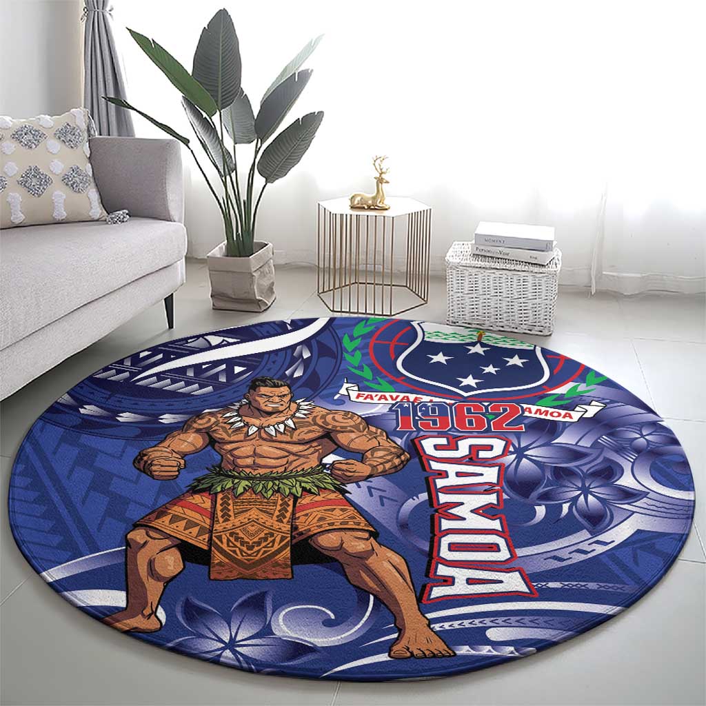 Samoa Independence Day Round Carpet 1962 Proud Samoan Warrior