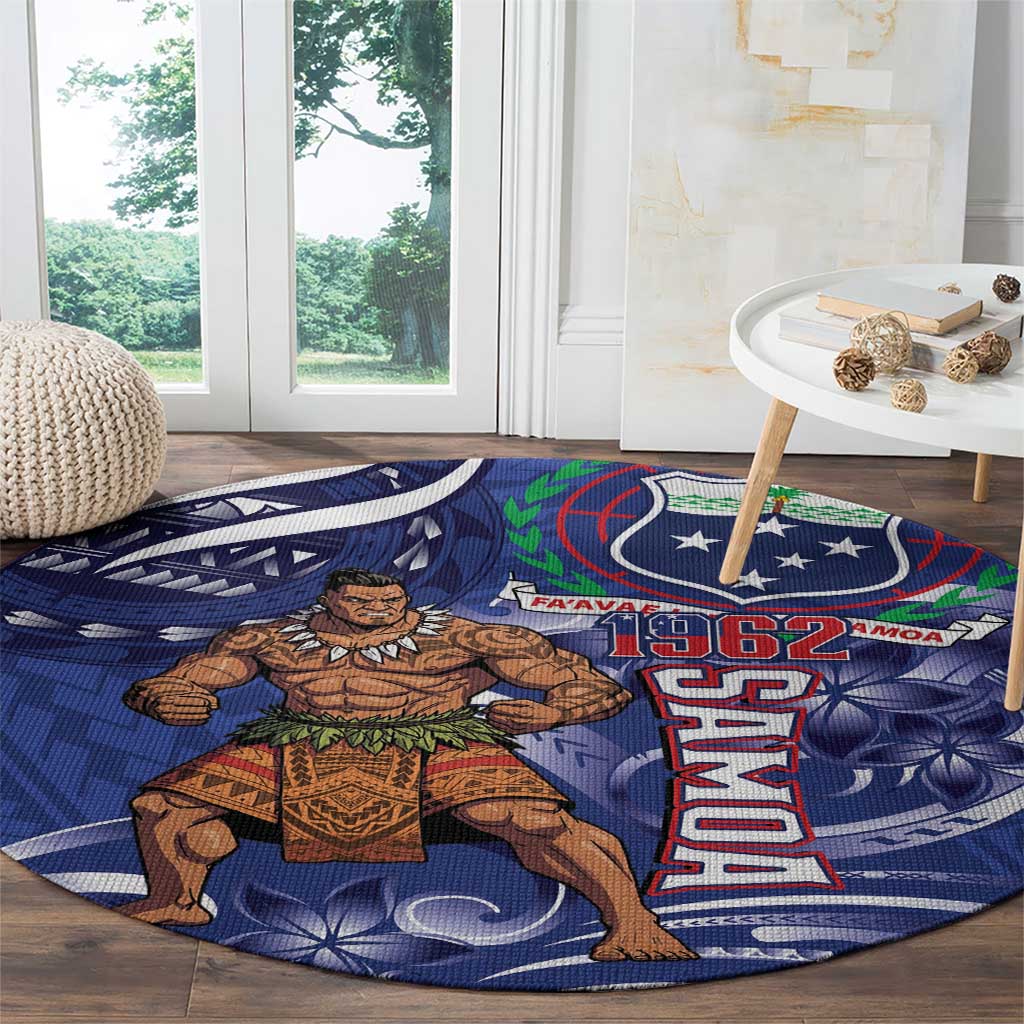 Samoa Independence Day Round Carpet 1962 Proud Samoan Warrior