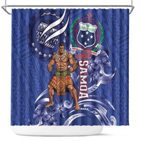 Samoa Independence Day Shower Curtain 1962 Proud Samoan Warrior LT14 Blue - Polynesian Pride