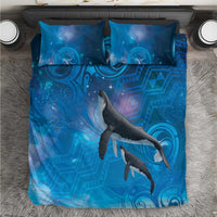Paikea New Zealand Matariki Bedding Set Humpback Whale Taniko Motifs Ocean Vibes LT14 Blue - Polynesian Pride