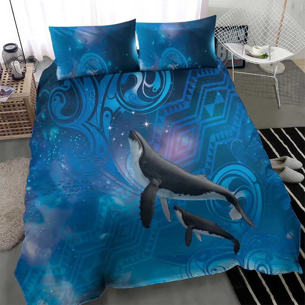 Paikea New Zealand Matariki Bedding Set Humpback Whale Taniko Motifs Ocean Vibes LT14 - Polynesian Pride