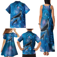 Paikea New Zealand Matariki Family Matching Tank Maxi Dress and Hawaiian Shirt Humpback Whale Taniko Motifs Ocean Vibes LT14 - Polynesian Pride