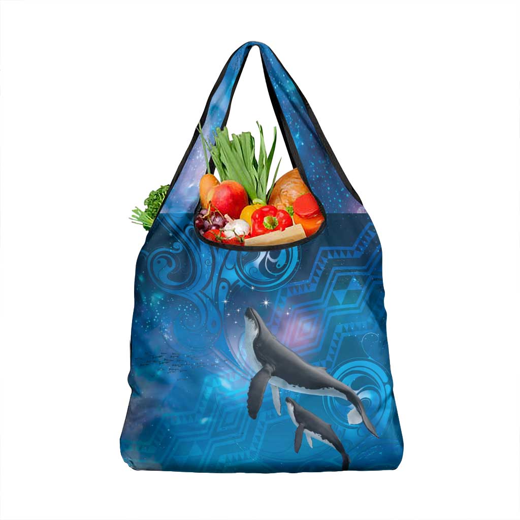 Paikea New Zealand Matariki Grocery Bag Humpback Whale Taniko Motifs Ocean Vibes LT14 1-pack One Size Blue - Polynesian Pride