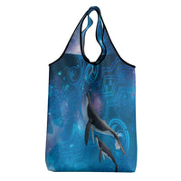 Paikea New Zealand Matariki Grocery Bag Humpback Whale Taniko Motifs Ocean Vibes LT14 - Polynesian Pride