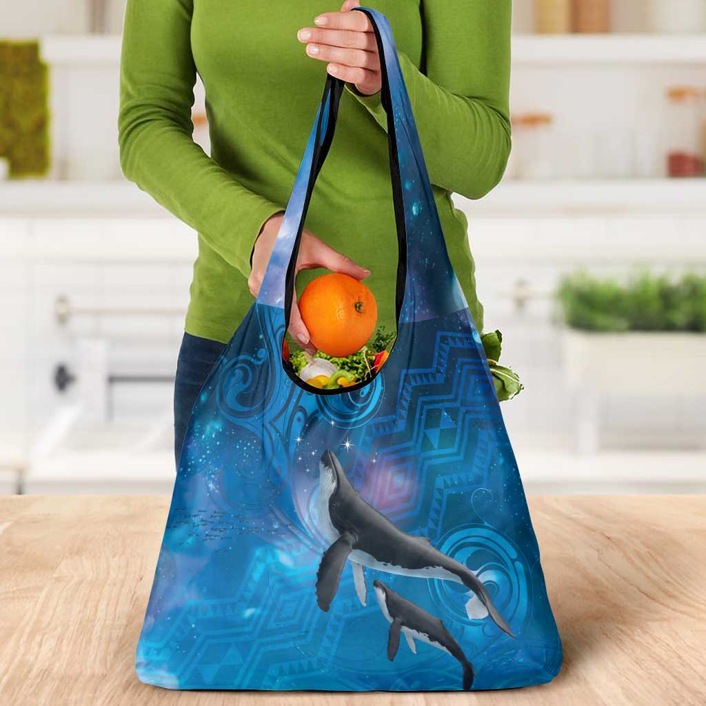 Paikea New Zealand Matariki Grocery Bag Humpback Whale Taniko Motifs Ocean Vibes LT14 - Polynesian Pride