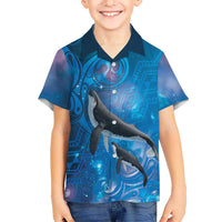 Paikea New Zealand Matariki Kid Hawaiian Shirt Humpback Whale Taniko Motifs Ocean Vibes LT14 Kid Blue - Polynesian Pride