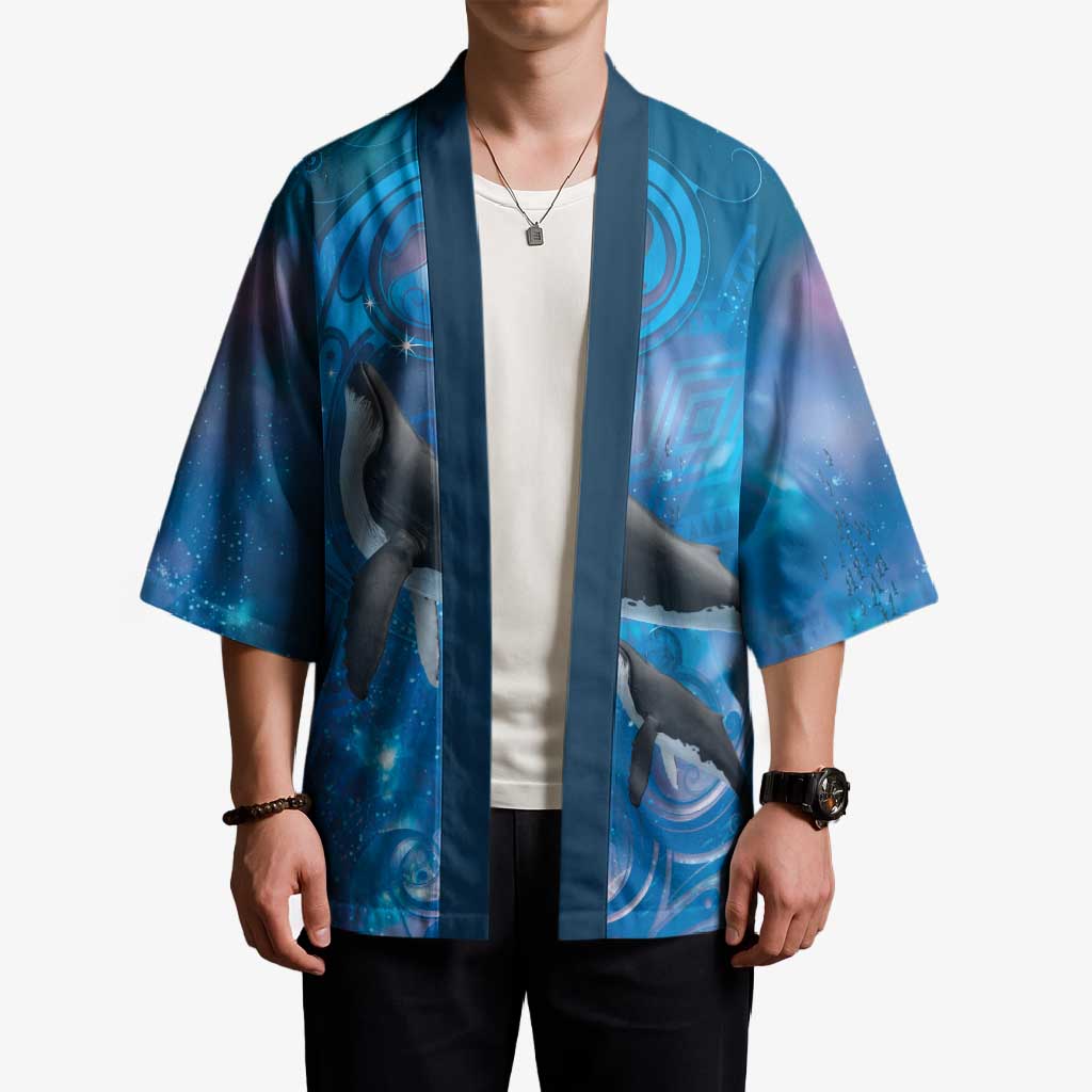 Paikea New Zealand Matariki Kimono Humpback Whale Taniko Motifs Ocean Vibes LT14 - Polynesian Pride