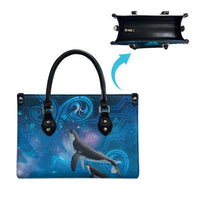 Paikea New Zealand Matariki Leather Bag Humpback Whale Taniko Motifs Ocean Vibes LT14 - Polynesian Pride