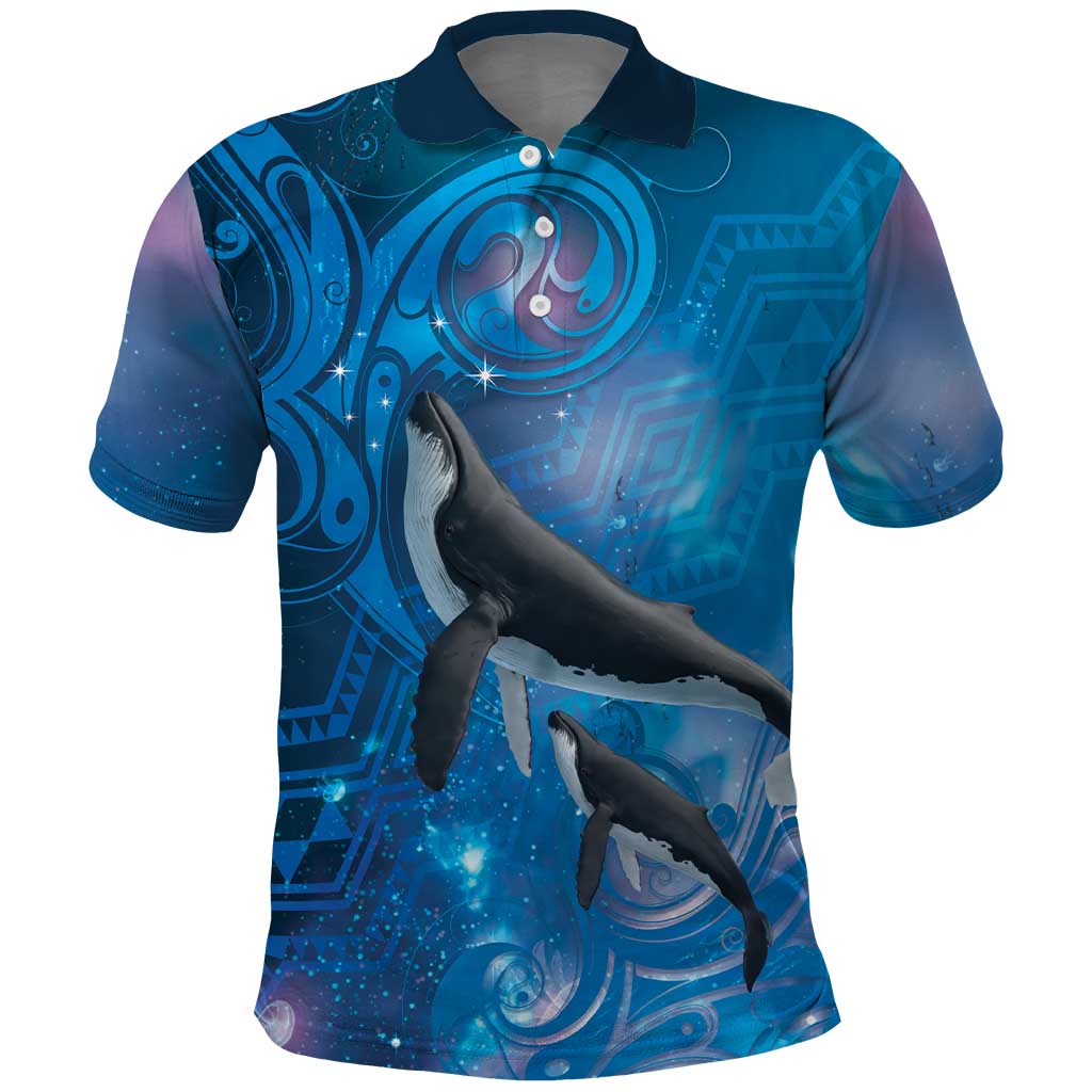 Paikea New Zealand Matariki Polo Shirt Humpback Whale Taniko Motifs Ocean Vibes