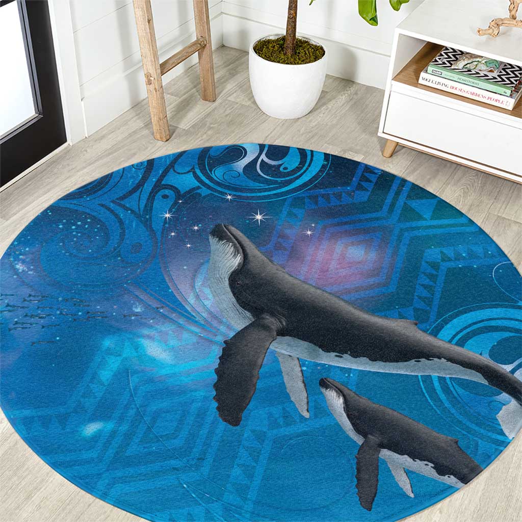 Paikea New Zealand Matariki Round Carpet Humpback Whale Taniko Motifs Ocean Vibes