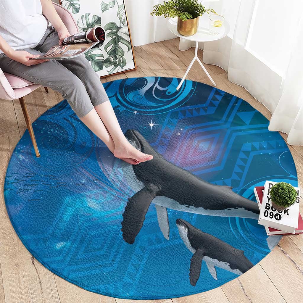 Paikea New Zealand Matariki Round Carpet Humpback Whale Taniko Motifs Ocean Vibes LT14 - Polynesian Pride