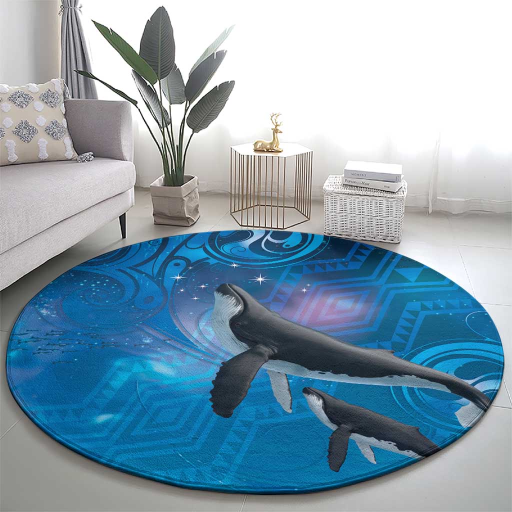 Paikea New Zealand Matariki Round Carpet Humpback Whale Taniko Motifs Ocean Vibes LT14 - Polynesian Pride