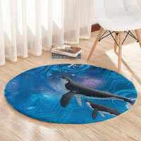Paikea New Zealand Matariki Round Carpet Humpback Whale Taniko Motifs Ocean Vibes LT14 - Polynesian Pride