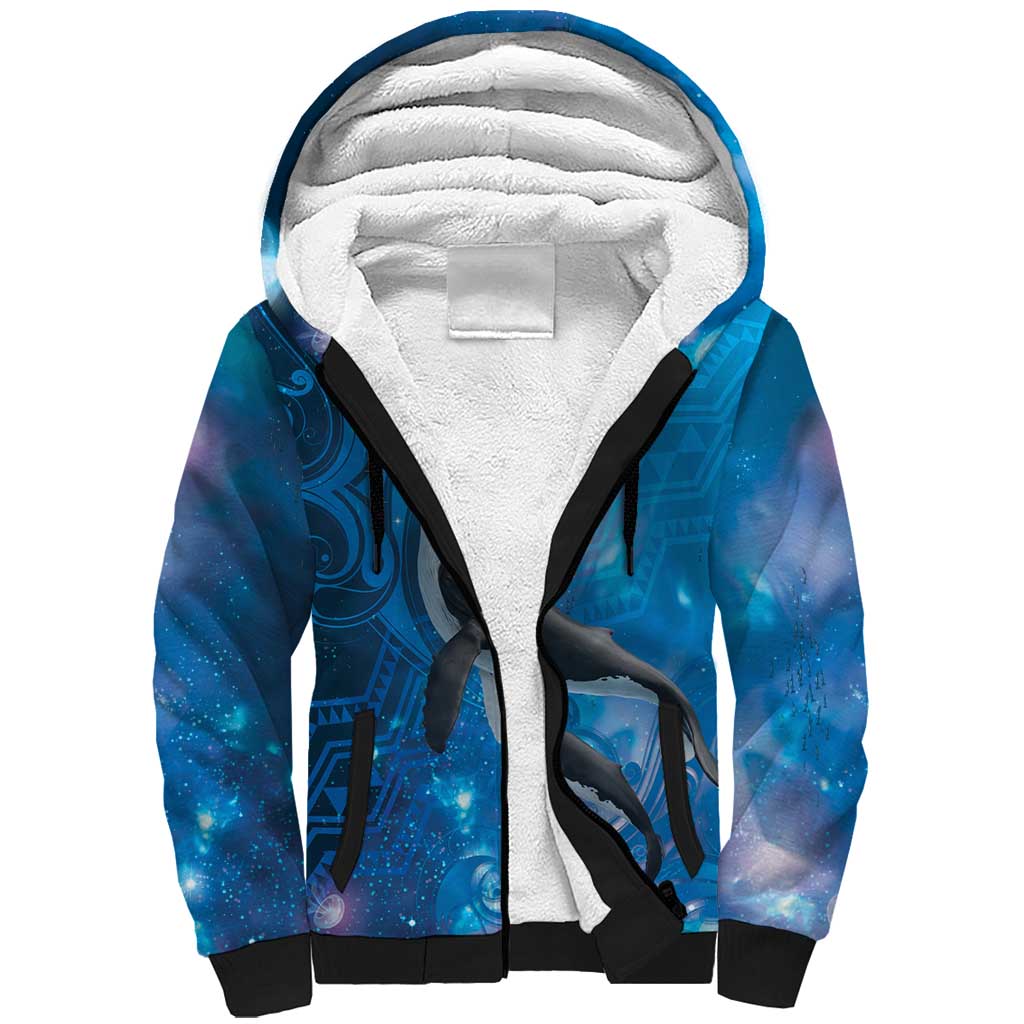 Paikea New Zealand Matariki Sherpa Hoodie Humpback Whale Taniko Motifs Ocean Vibes