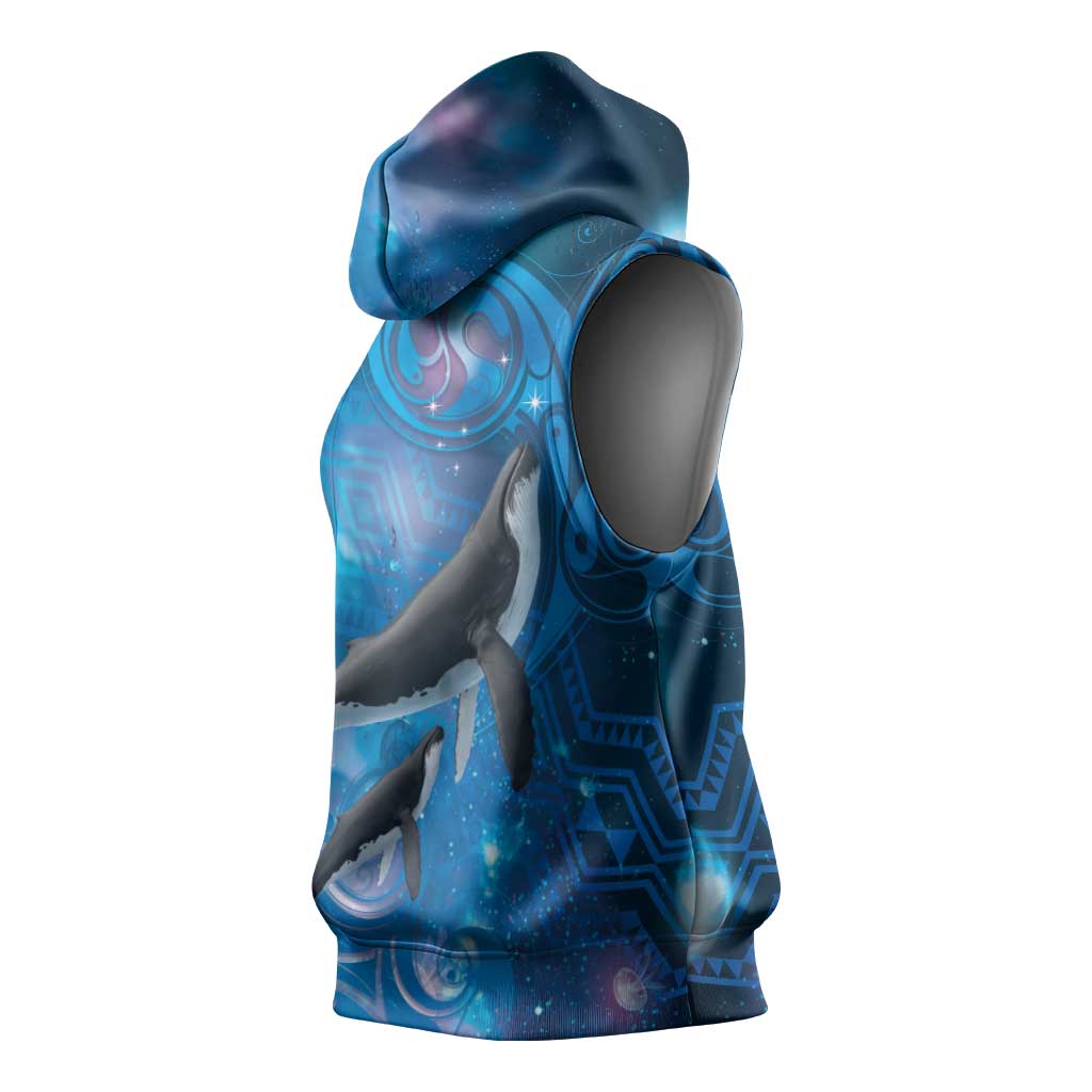 Paikea New Zealand Matariki Sleeveless Hoodie Humpback Whale Taniko Motifs Ocean Vibes LT14 - Polynesian Pride
