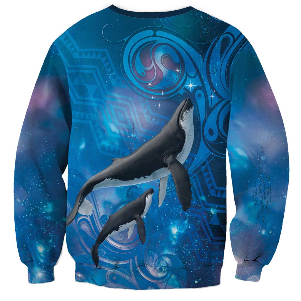 Paikea New Zealand Matariki Sweatshirt Humpback Whale Taniko Motifs Ocean Vibes LT14 - Polynesian Pride