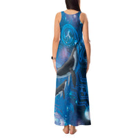 Paikea New Zealand Matariki Tank Maxi Dress Humpback Whale Taniko Motifs Ocean Vibes LT14 - Polynesian Pride