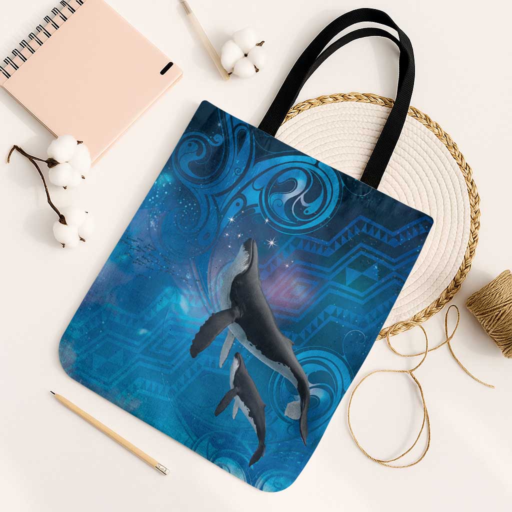 Paikea New Zealand Matariki Tote Bag Humpback Whale Taniko Motifs Ocean Vibes