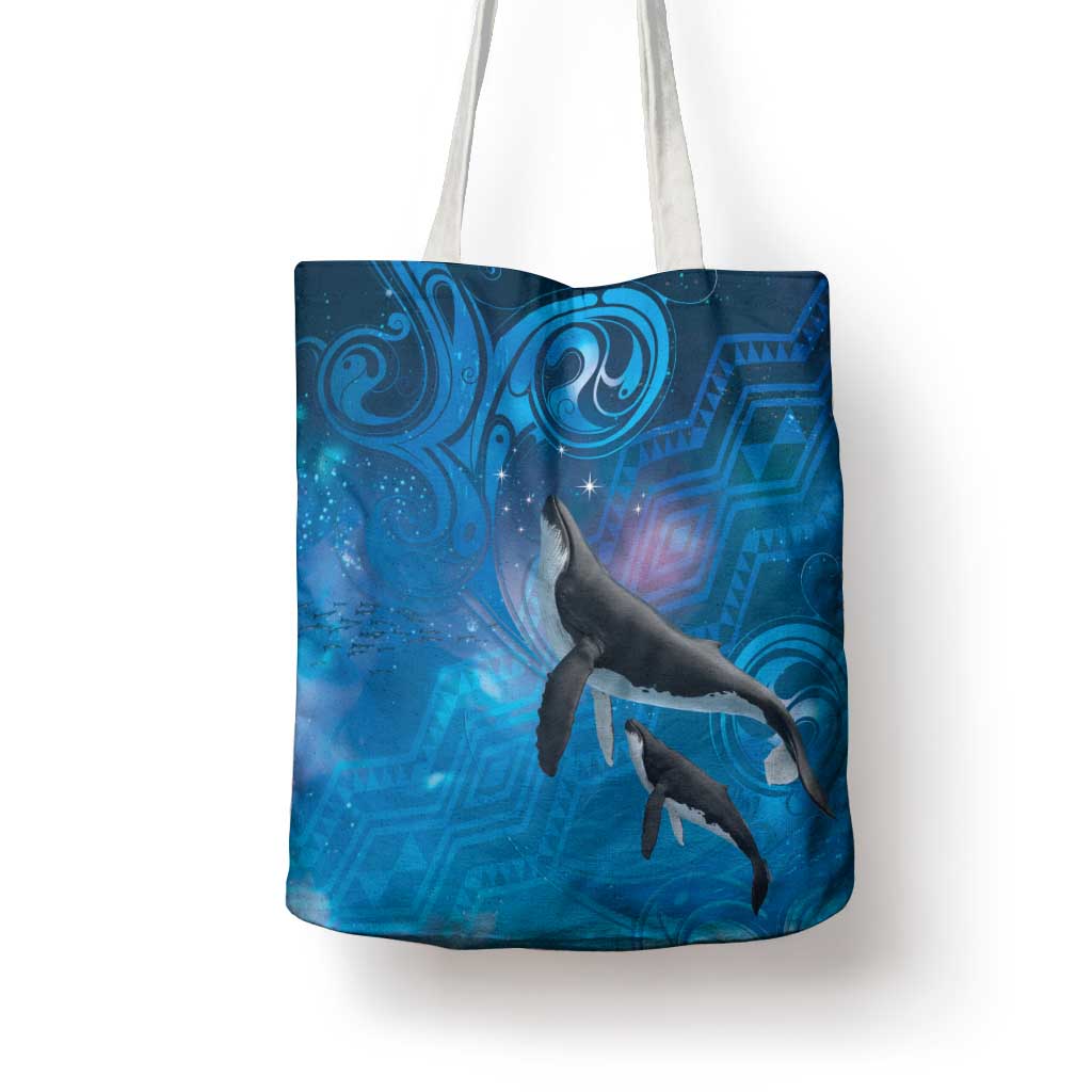 Paikea New Zealand Matariki Tote Bag Humpback Whale Taniko Motifs Ocean Vibes LT14 - Polynesian Pride