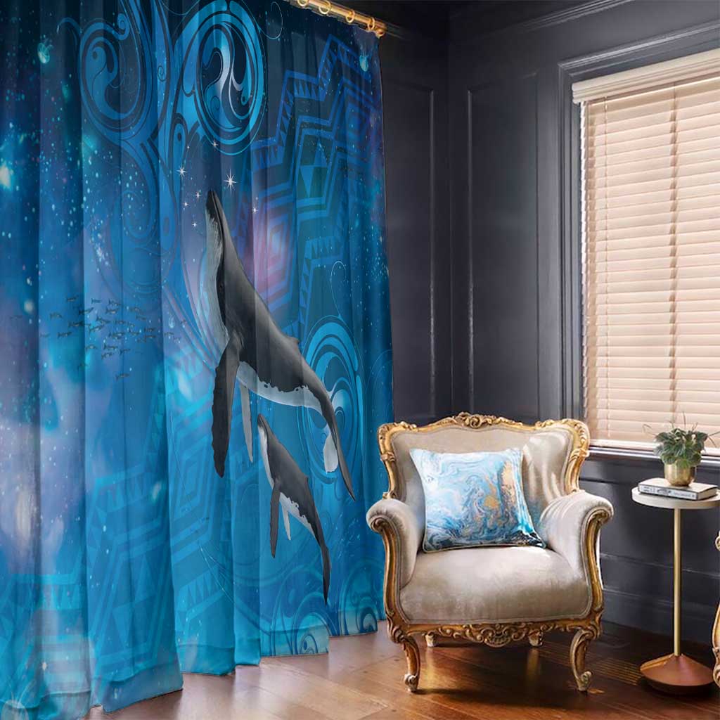 Paikea New Zealand Matariki Window Curtain Humpback Whale Taniko Motifs Ocean Vibes LT14 - Polynesian Pride