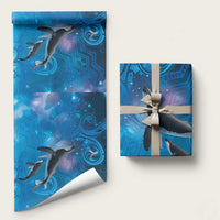Paikea New Zealand Matariki Wrapping Paper Humpback Whale Taniko Motifs Ocean Vibes LT14 58" × 23" Blue - Polynesian Pride